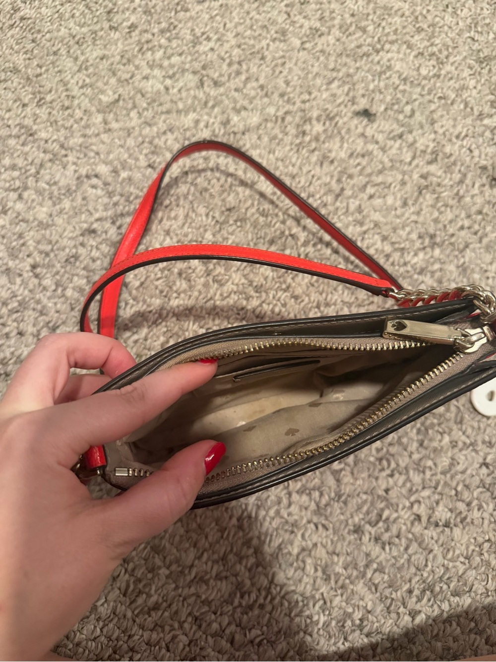kate spade Red Leather Crossbody with Gold Chain Trim - Picture 7 of 9